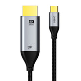 CABLETIME- USB TYPE C TO DP 8K CABLE C TO DP MALE , 32AWG CABLE WITH NYLON BRAIDING , 8K /60HZ , CE ROHS , SKU- CT-CMDP8K-AG2